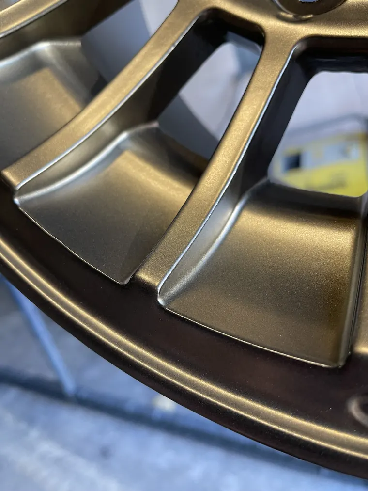 Powder coated alloy wheel finished by Hereford Coatings
