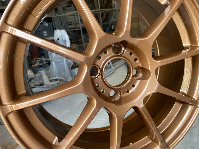 Powder coated alloy wheel finished by Hereford Coatings